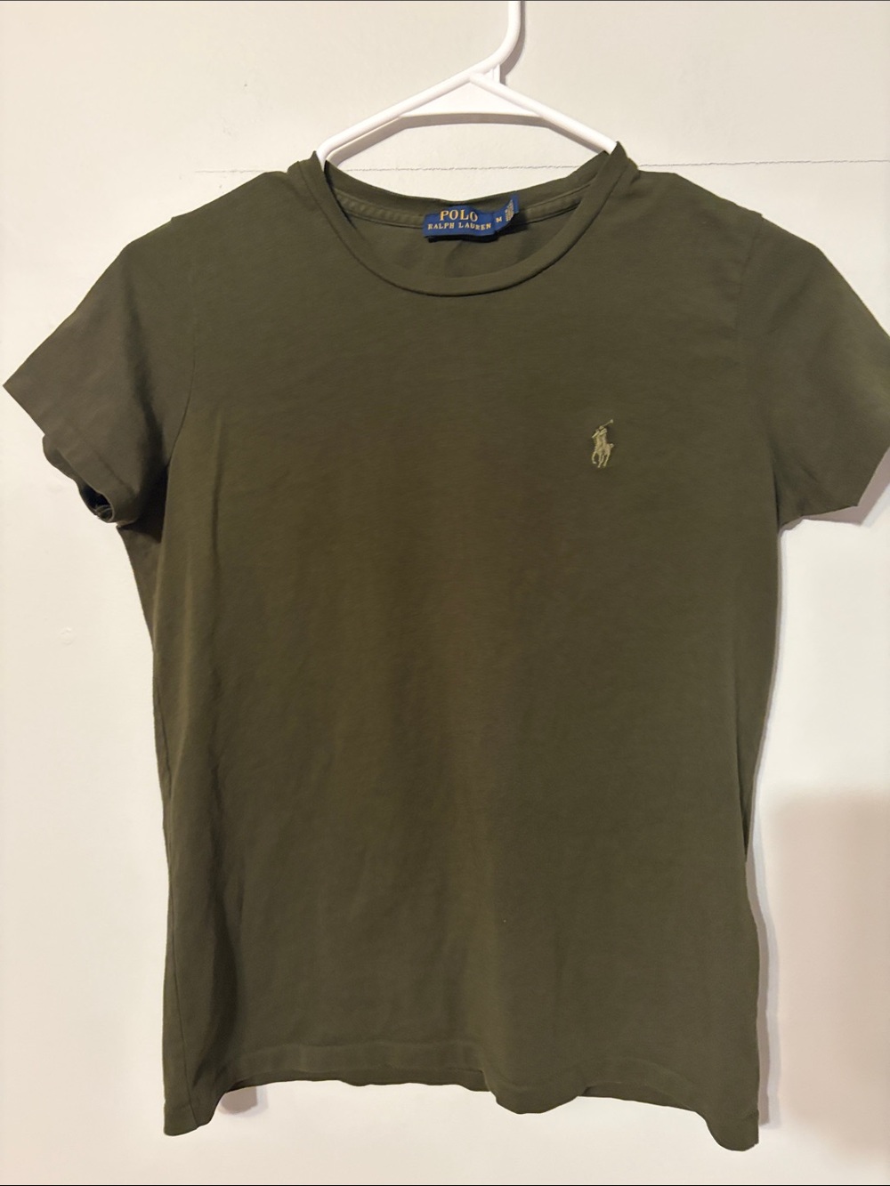 Polo by Ralph Lauren Olive Green Crewneck Tee with Polo logo. Med. 💯 cotton